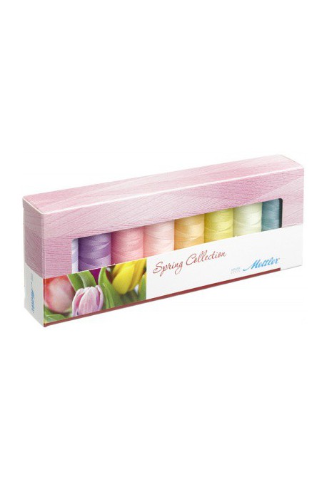 Coffret 8 fils à coudre polyester 200m Spring Mettler ® 8 coloris