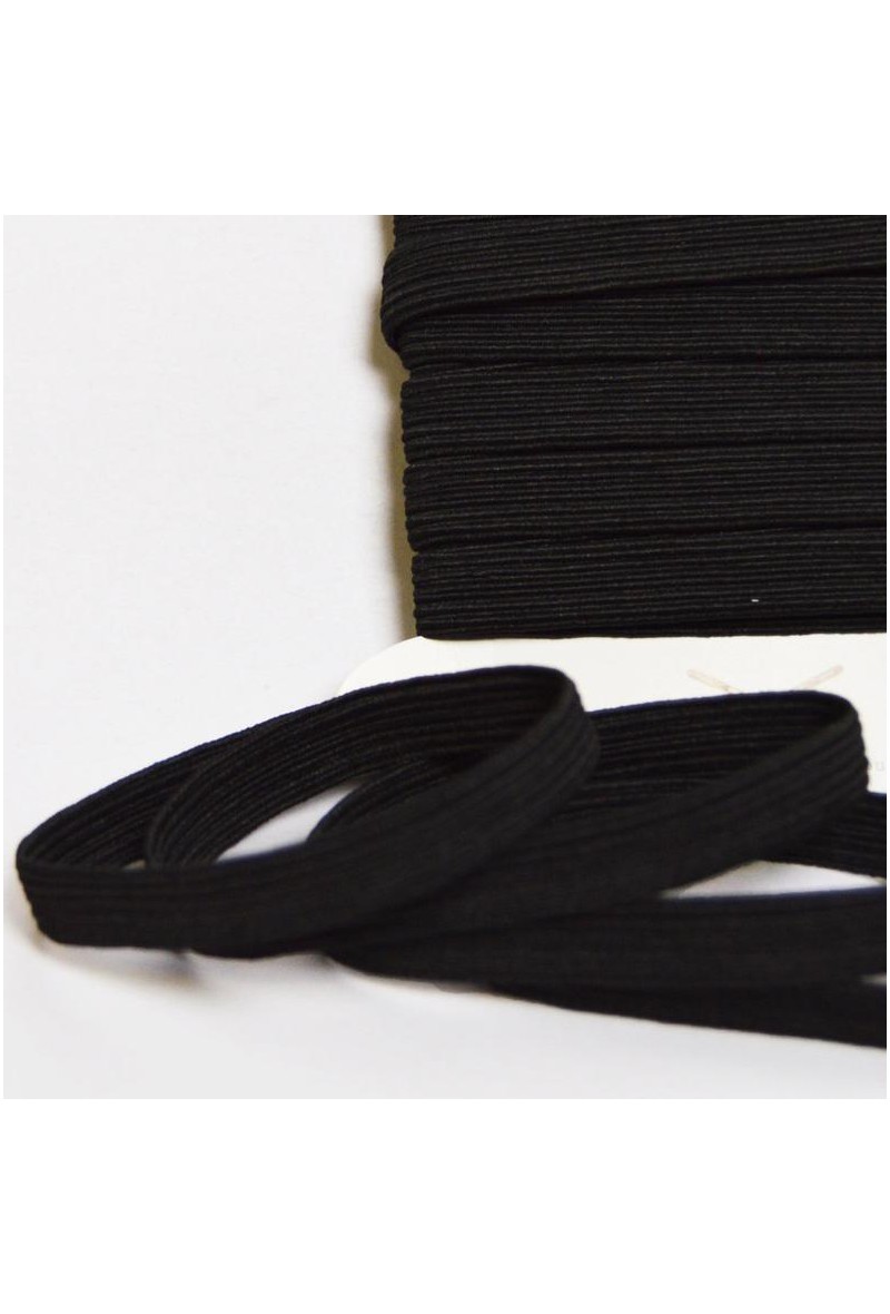 Élastique Plat Noir 5mm X 50m - Résistant à La Cuisson (90°C) - Pour Couture, Masques, Protège-dents, Bricolage