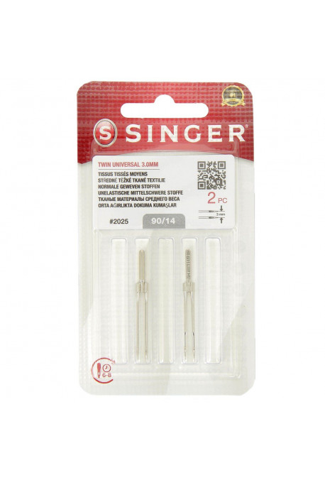 aiguille double singer - janome - pfaff - ecard 3mm  toutes marques